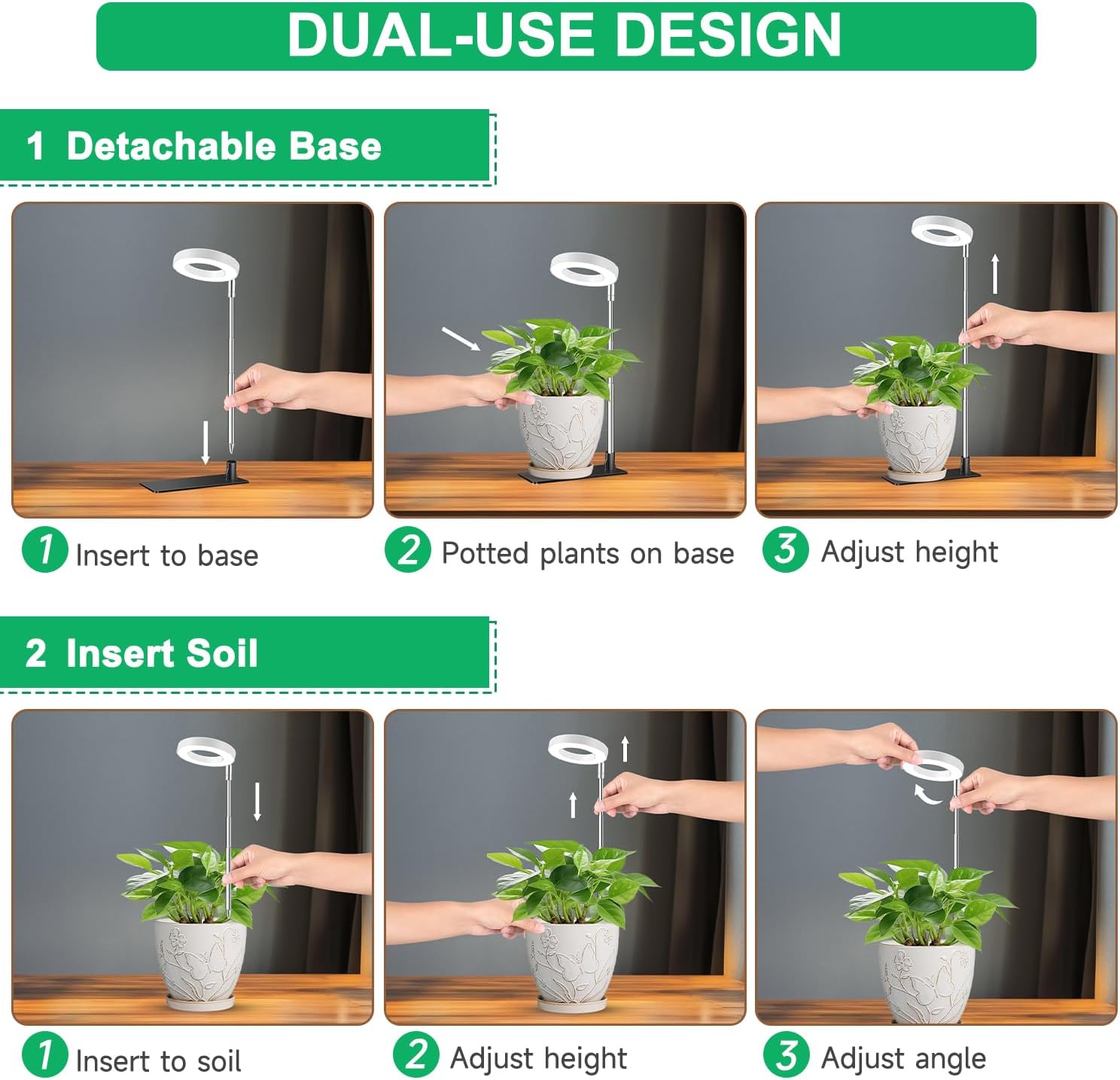Aokrean Grow Light, Full Spectrum Plant Lights for Indoor Growing with Base | 48 LEDs Halo Plant Light for Small