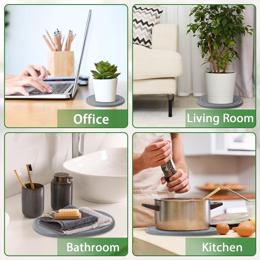 Plant Saucers for Indoors, 6 Pack 6" Quick Dry Diatomite Plant Drip Water Catcher Trays for Pots, Diatomaceous Earth