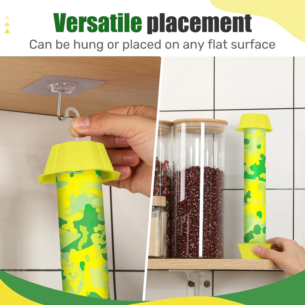 Qualirey 8 Pcs Sticky Fly Trap Fly Stick with Hanging Hook Adhesive Flying for Indoor Outdoor Trap Houseflies and