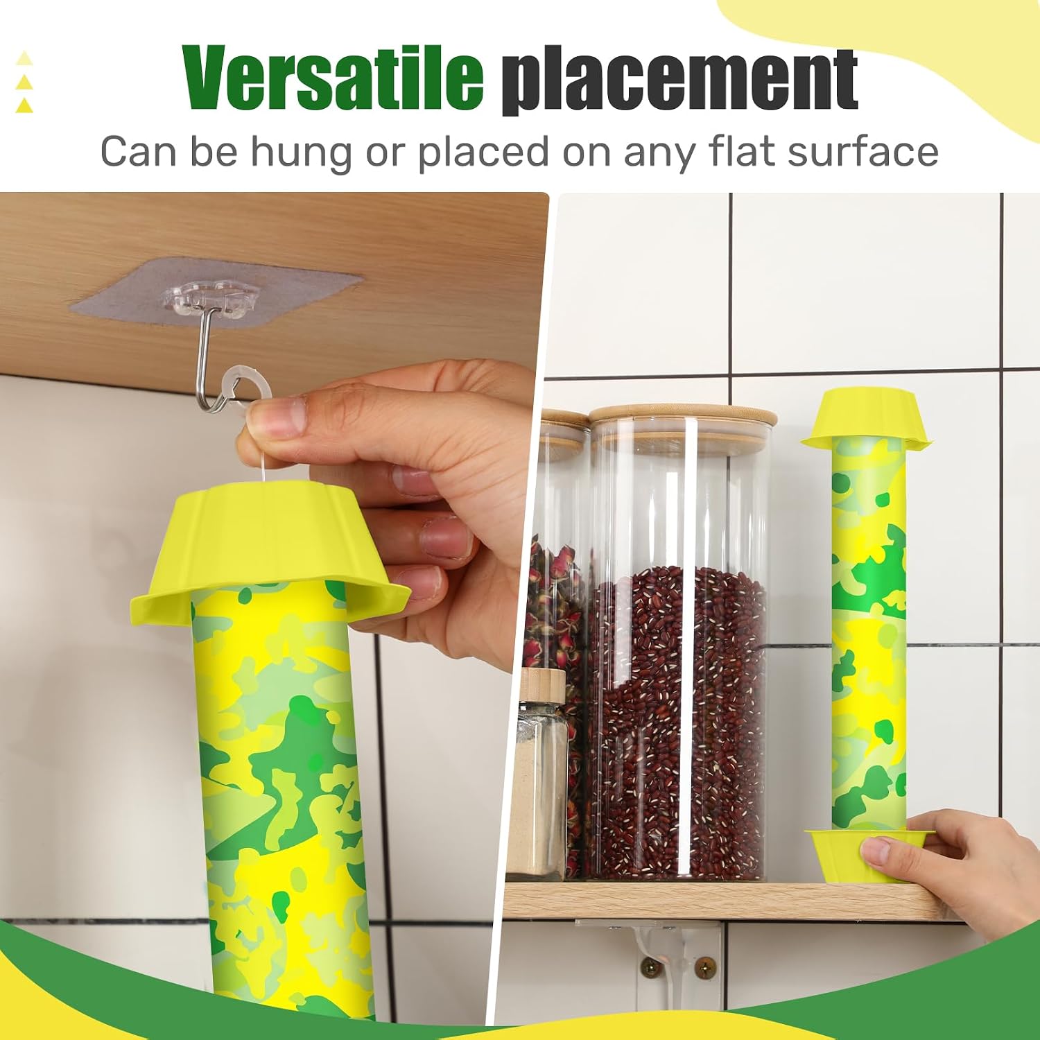 Qualirey 8 Pcs Sticky Fly Trap Fly Stick with Hanging Hook Adhesive Flying for Indoor Outdoor Trap Houseflies and