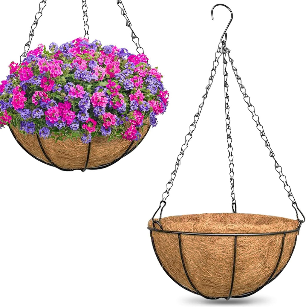 Plant Baskets Indoor with Liner, White and Brown, 10 Inch