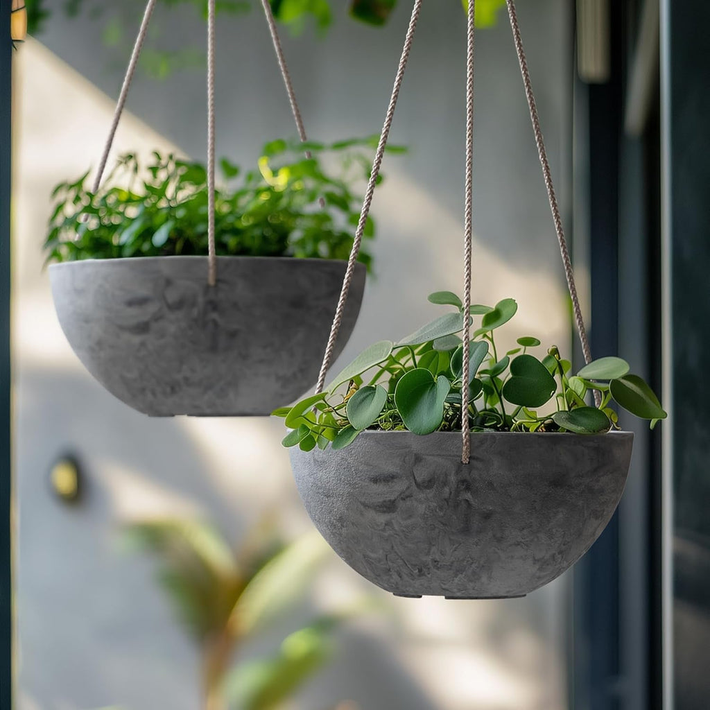 LA JOLIE MUSE Hanging Planter Baskets for Indoor Plant, Set of 2, 9.84 Inch | Decorative Hanging Baskets with Drainage