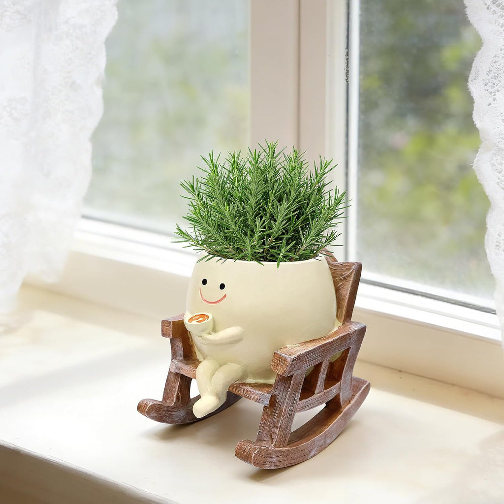 Smiley Face Planter Pot,Cute Plant Pots for Indoor Outdoor with Drainage Hole,Unique Funny Flower Pot for