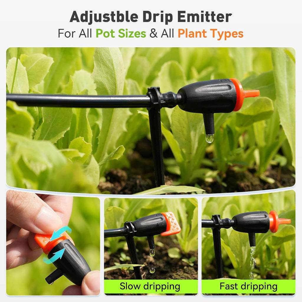 RAINPOINT Easy-Setup Automatic Plant Waterer Indoor for Pot Plant Adjustable Water Output,Battery Powered Outdoor IP54