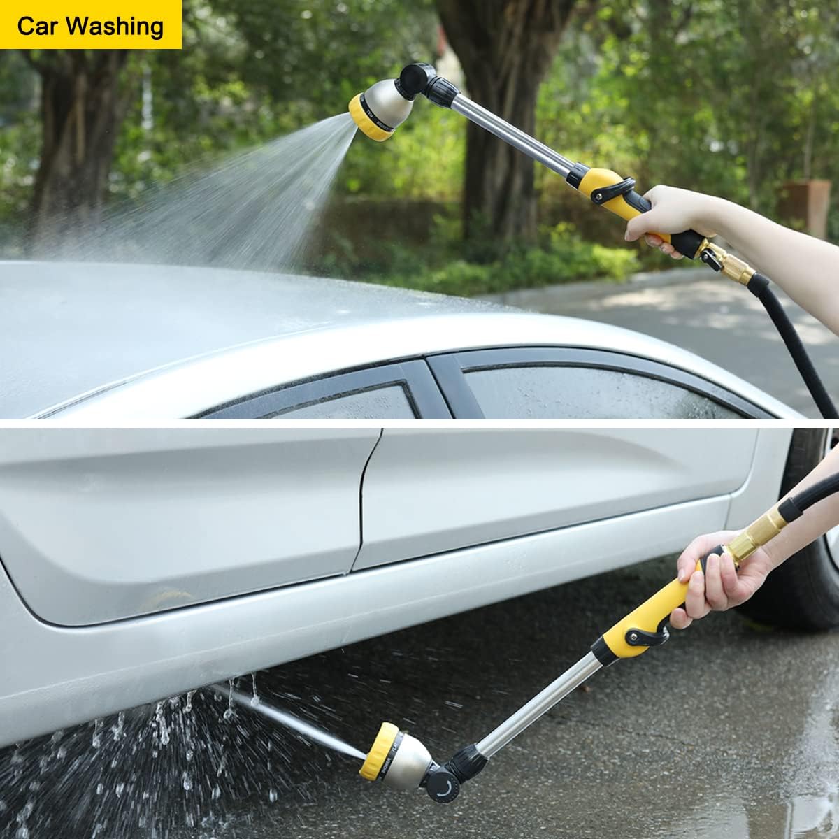 FANHAO 16 Inches Garden Watering Wand, 180° Rotating Head Hose Wand with Thumb Control Shut Off Valve 8 Patterns Heavy