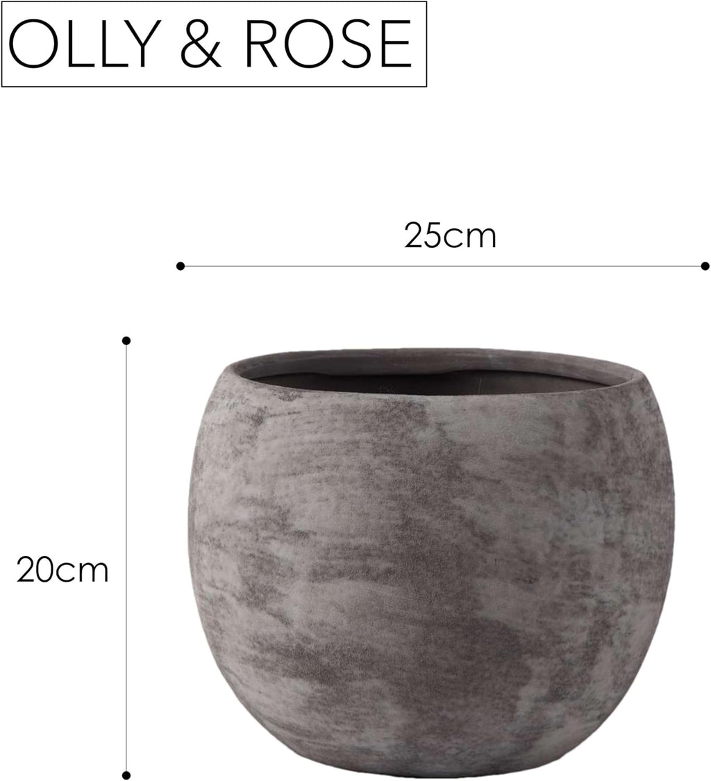 Olly & Rose Charcoal Grey Black Plant Pot 10 Inch Large Textured Washed Finish Outdoor and Indoor Plant Pot Planter for