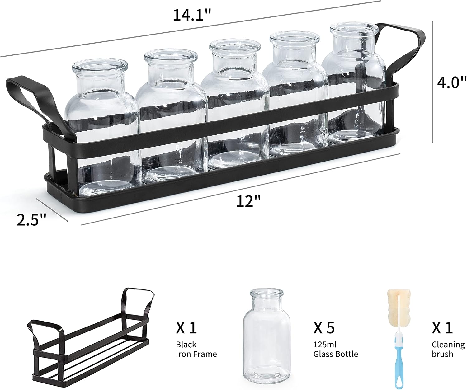 Mkono Propagation Stations, 5 Jars Desktop Glass Plant Terrarium with Stand | Flower Vase, Hydroponic Cuttings, Easy