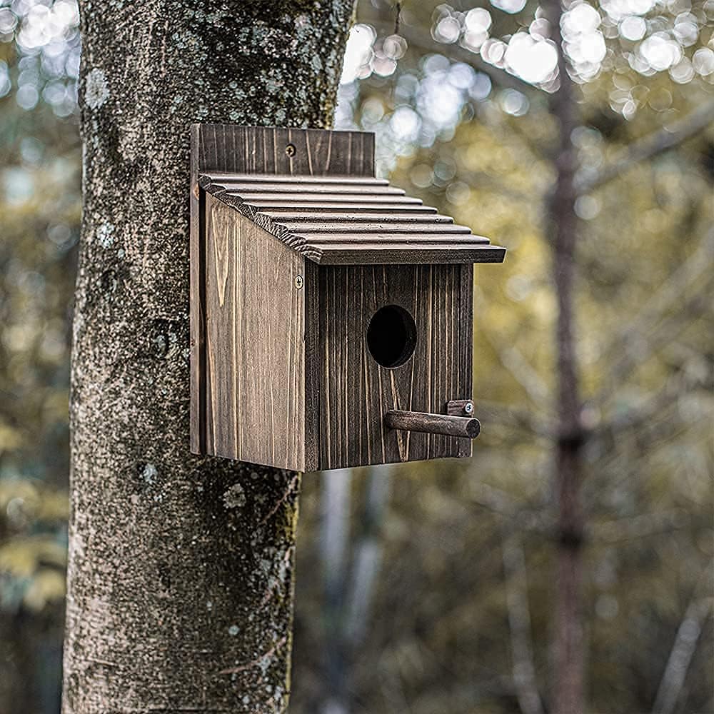 Weatherproof Bird House, Wooden Bird Houses for Outside with Pole, Durable Birdhouse for Finch, Bluebird, Cardinals