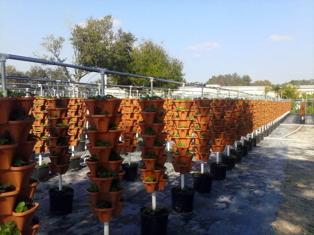 Mr. Stacky 18 inch Large Stackable Planters (Terra-Cotta) Out Door Garden. Vertical Planter. Made USA. Easy to Set up