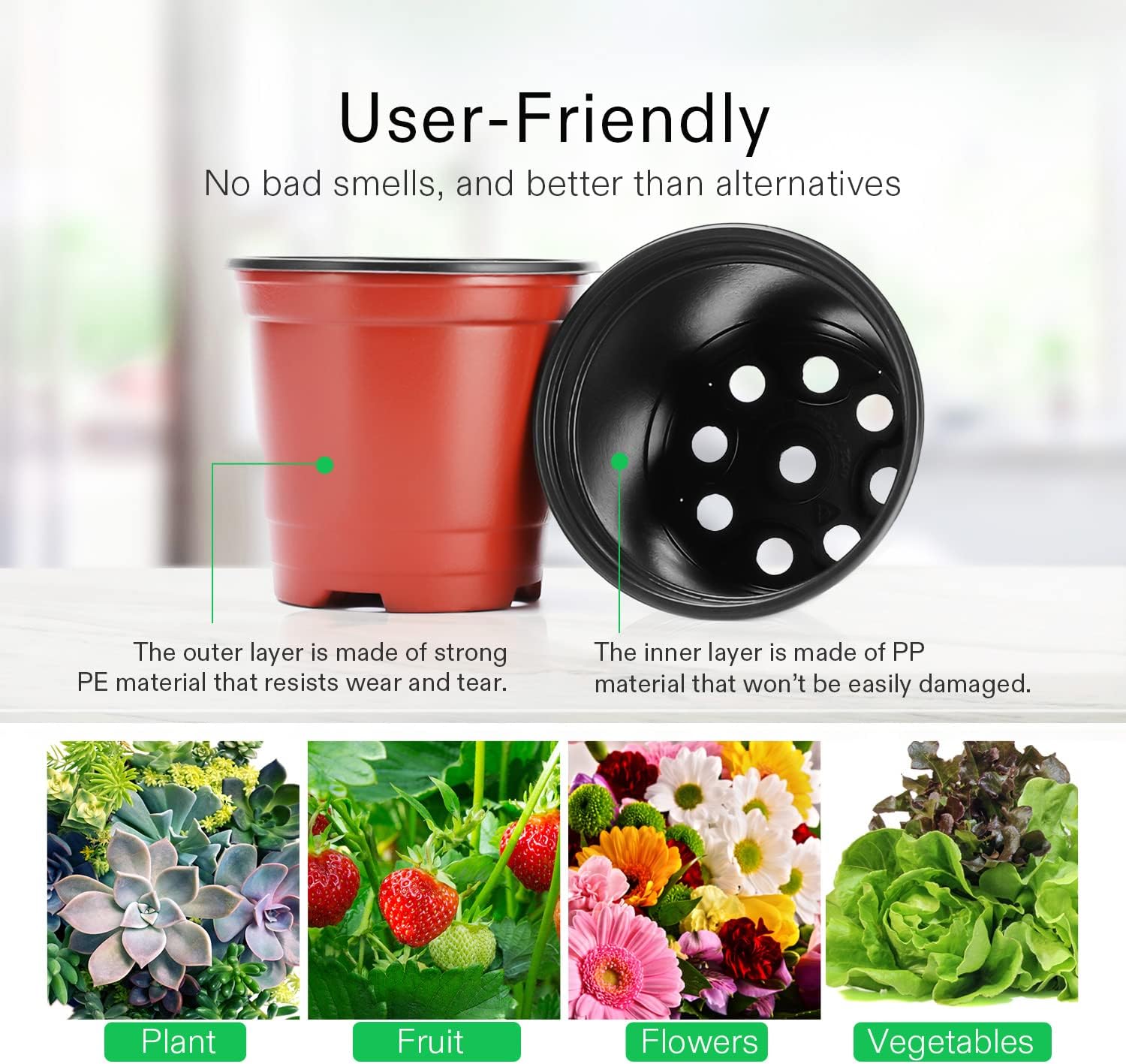 VIVOSUN 50 Pcs 6 in Plastic Plant Nursery Pots, Seed Starting Pots | Flower Plant Container for Seedlings, Cuttings