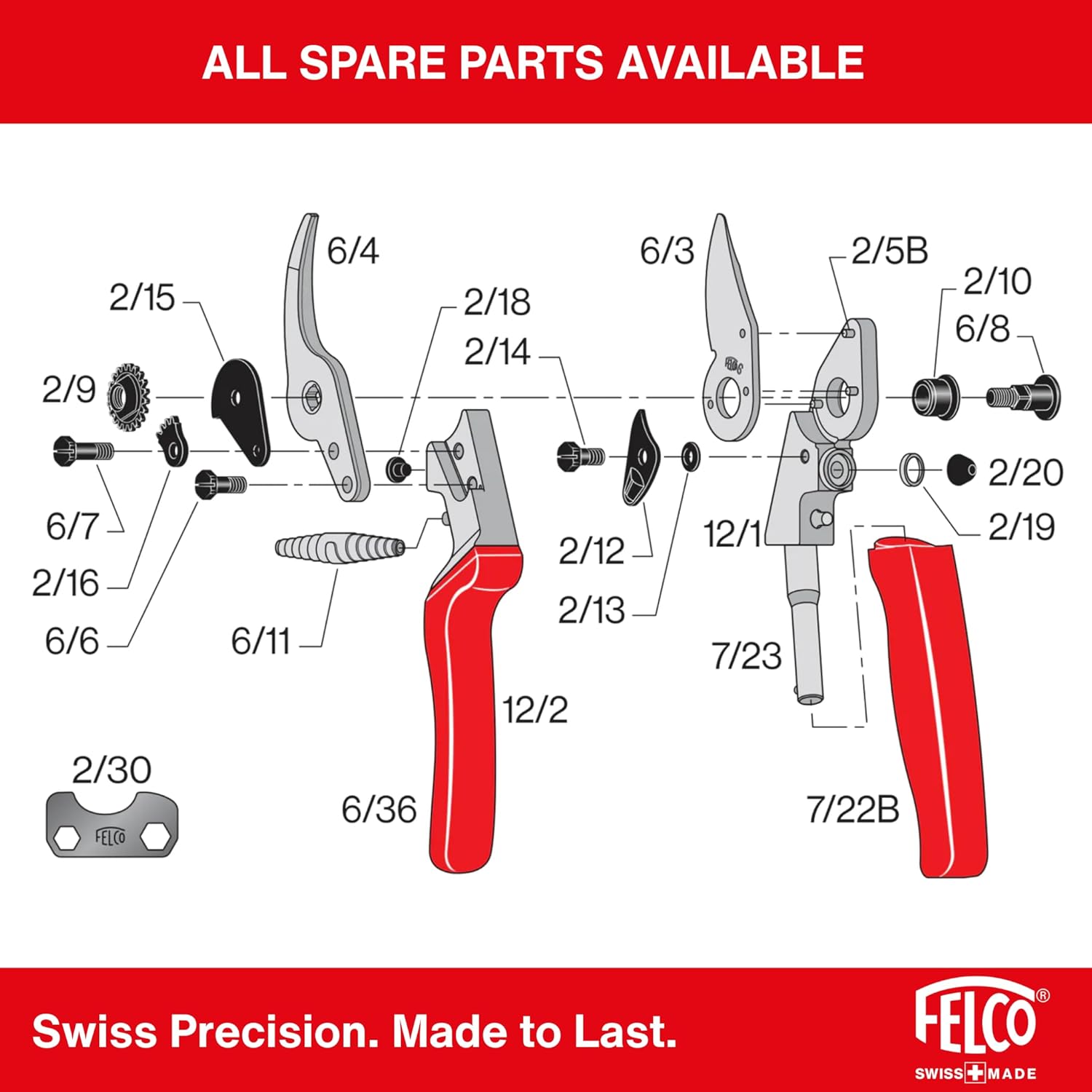 Felco F-12 Pruning Shears – 7.9" Garden Clippers with Anvil & Bypass Blades | Hand Pruners for Gardening | Garden Tool