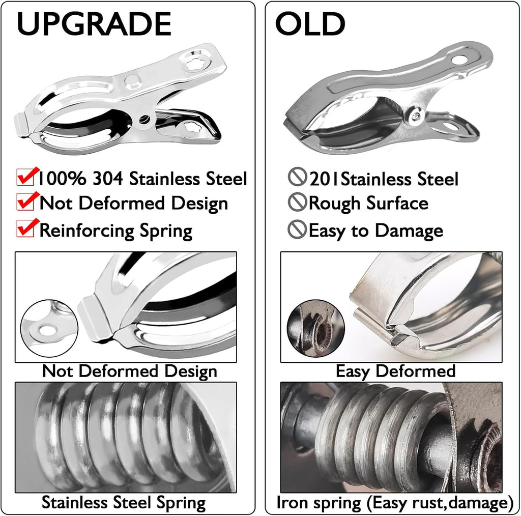 BESTEEL Upgraded 240 PCS Garden Clips, Greenhouse Clamps 100% Stainless Steel Heavy Duty Greenhuose Clips for Netting