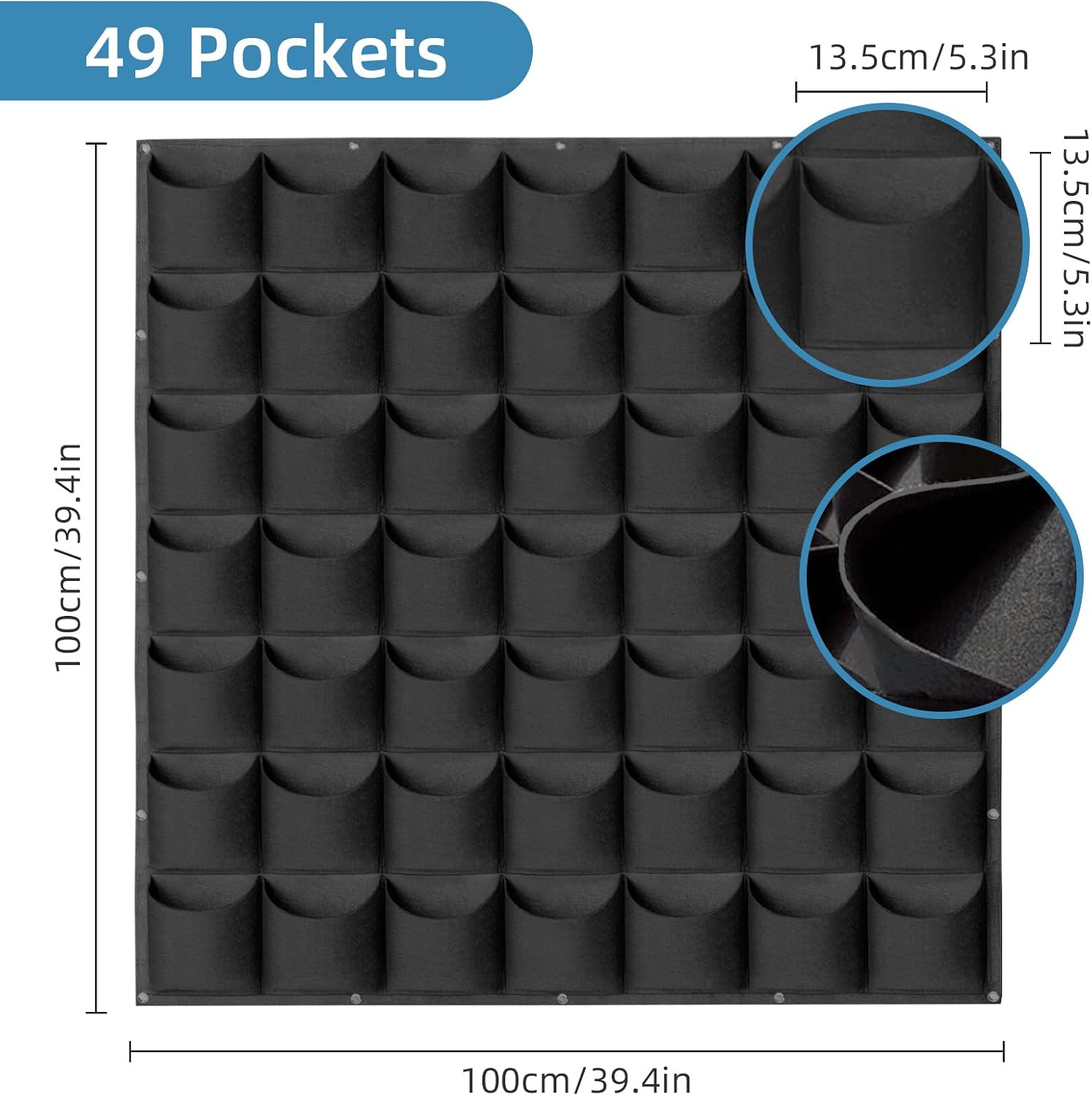 49 Pockets Hanging Planter Bags, Hanging Vertical Wall Mounted Plant Planting Grow Bags, Herb Garden Planter Outdoor