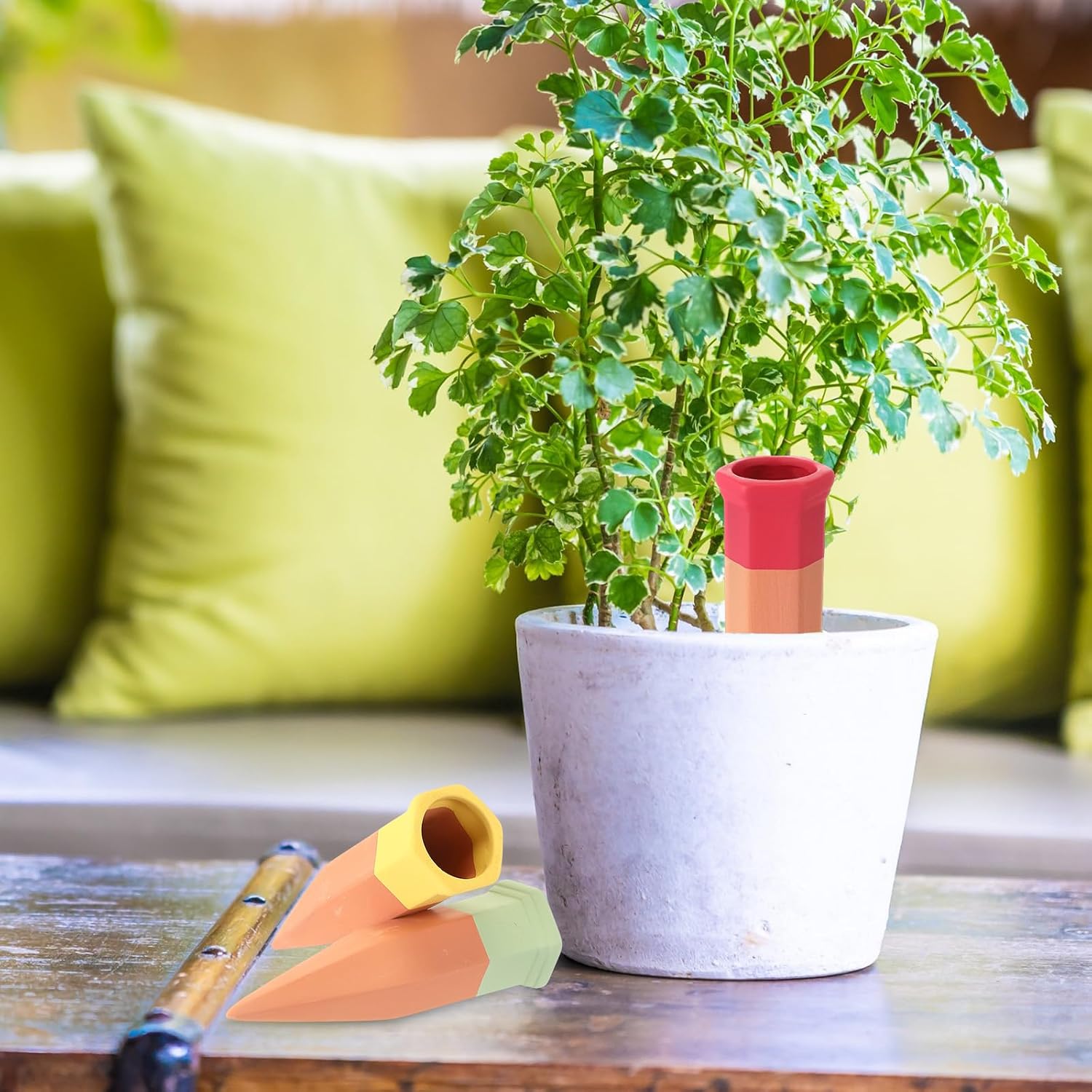 16 Pcs Terracotta Watering Spikes Colorful Automatic Self Watering Stakes Slow Release Vacation Plant Waterer Devices
