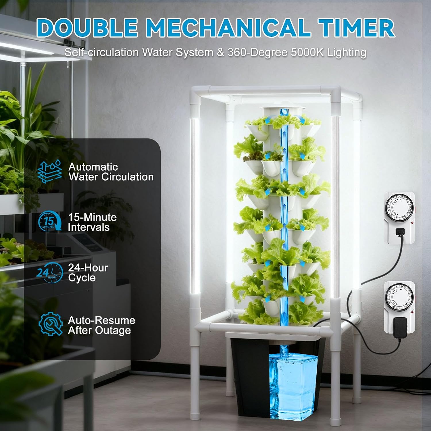 JESLED 6 Tiers Hydroponics Growing System Kits with LED Grow Lights,Tent | Dual Auto Timers Indoor Vertical Hydroponic
