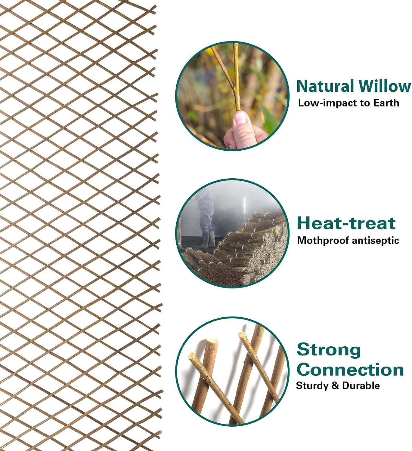 Natural Willow Lattice 2 Pack, Willow Expandable Fence 36x98 Inch, Reusable Lattices Trellis for Climbing Plants