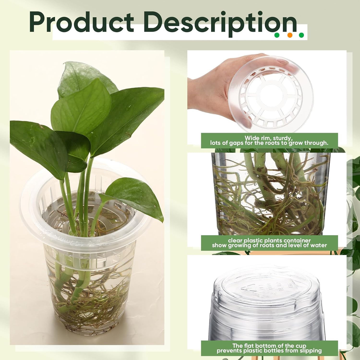 36 Pcs Plastic Plant Propagation Vase for Indoor Decor, 4.57'' | Clear Plastic Vase with Hydroponic Basket, Pet