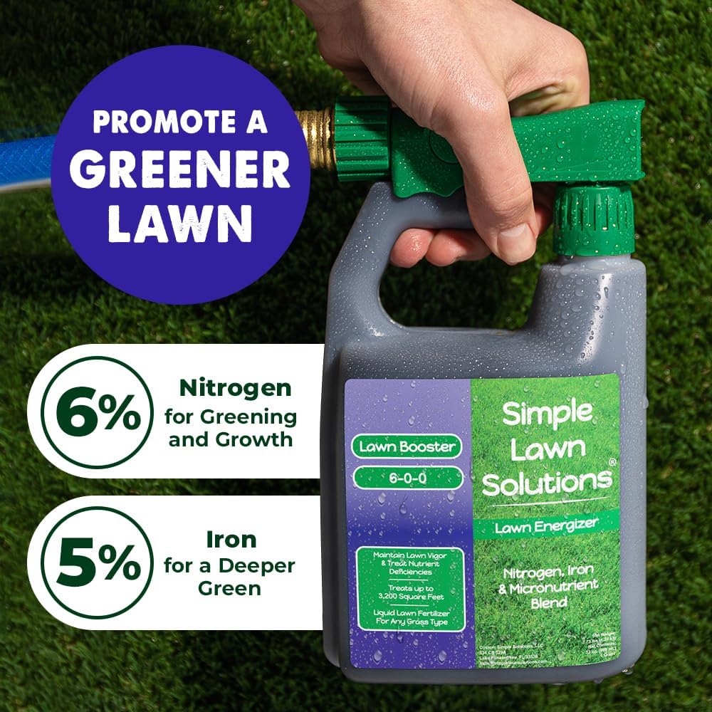 Commercial Grade Lawn Fertilizer with Iron- Liquid Fertilizer Spray- Nitrogen and Iron for Deeper Green Turf- Any Grass
