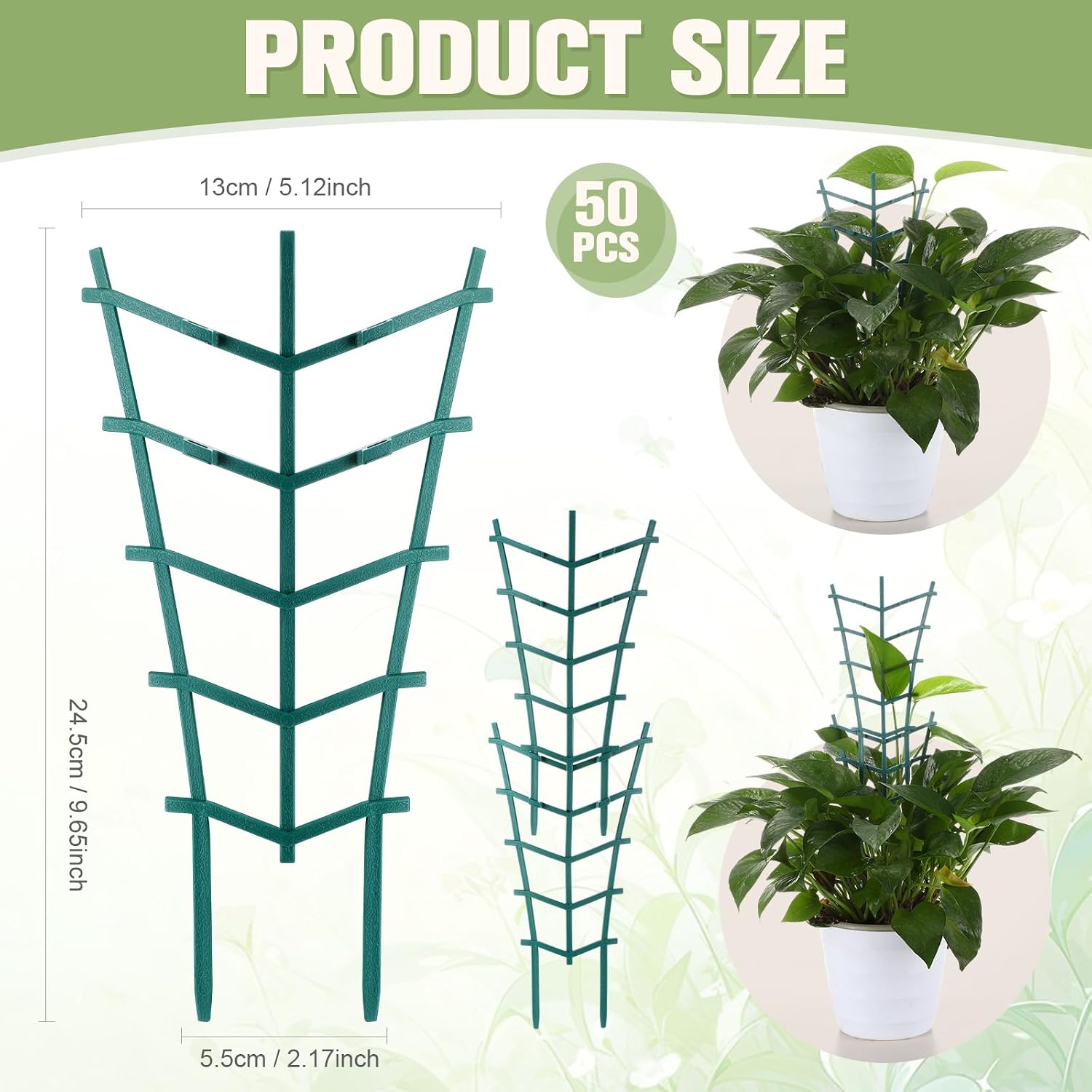 50 Pack Plant Trellis for Pots Garden Trellis for Potted Plants Flower Pots Support Stackable Plastic Mini Trellis for