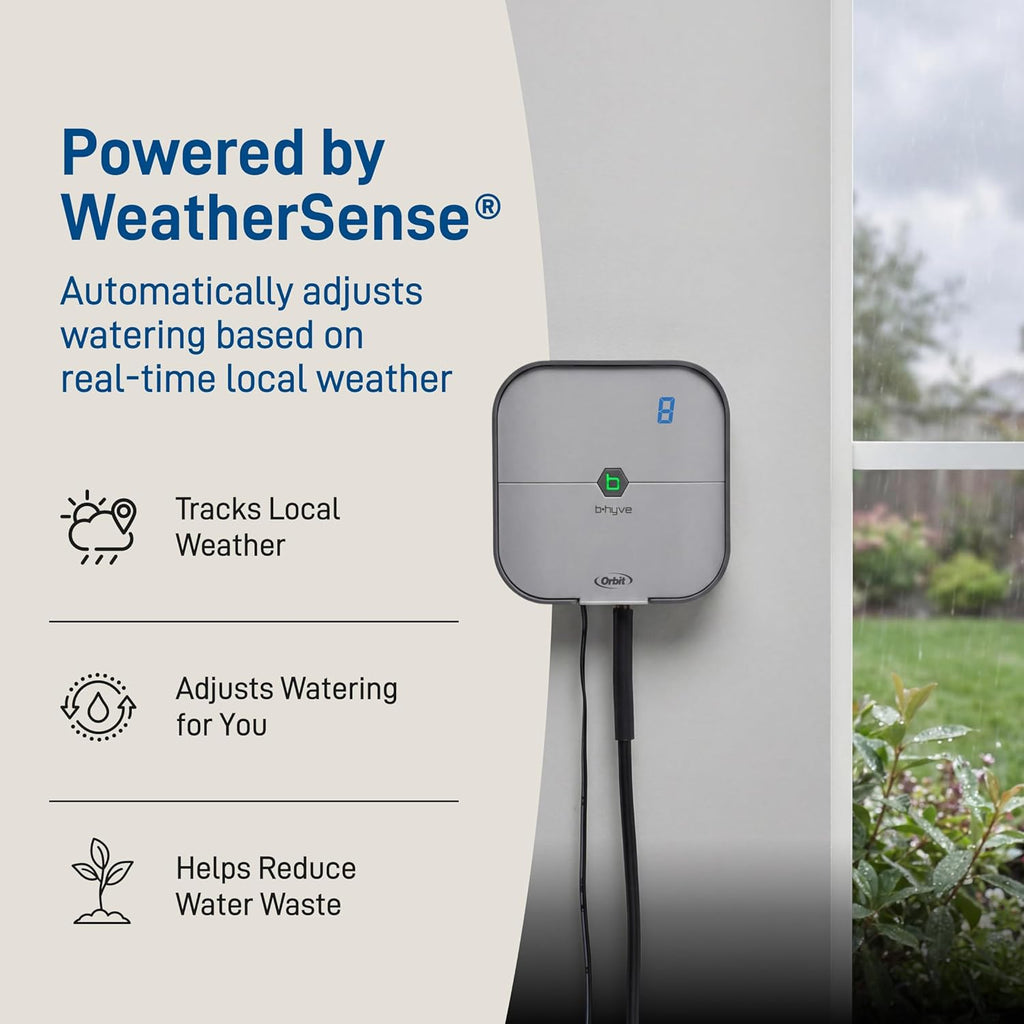 Orbit B-hyve Indoor Smart Sprinkler Controller - 8-Zone - WiFi Irrigation Controller - App Controlled Irrigation with