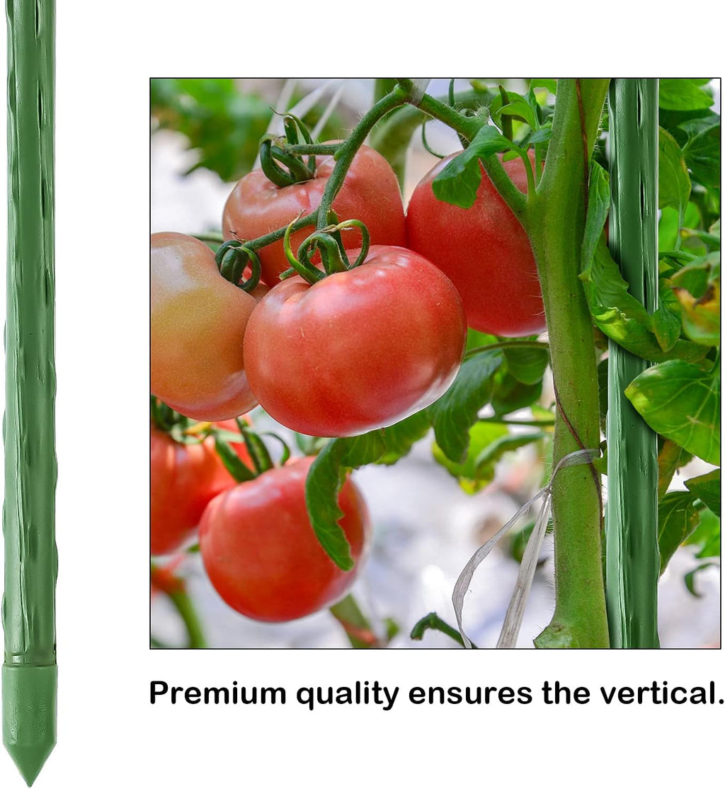 Garden Stakes 36 Inch 3ft 25 Pack, Sturdy Plant Metal Sticks Support, Plastic Coated Plant Stakes, Tomato Stakes