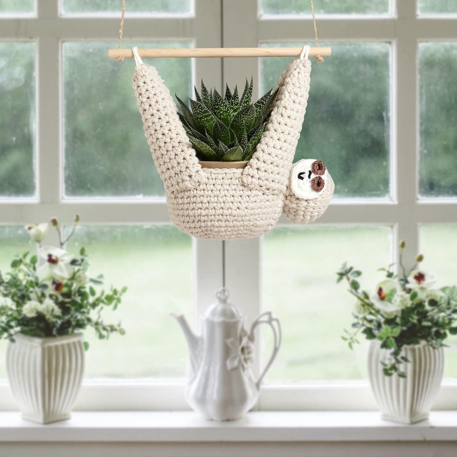 Sloth Gifts Sloth Plant Hanger Plant Gifts Macrame Hanging Planter | Succulent Pot Hanging, Plant Lovers, Home Decor, 5