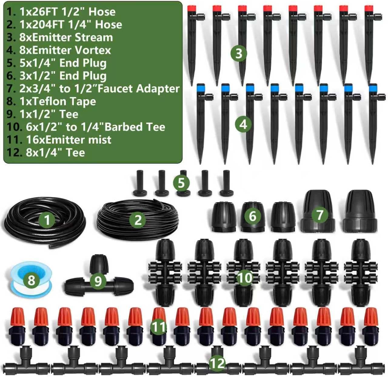 Drip Irrigation Kit for Garden, Quick-Connect Plant Watering System 230FT | Raised Bed Drip Line Kit, Greenhouse
