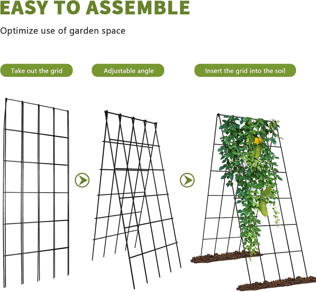 Cucumber Trellis 2 Pack,Foldable A-Frame Garden Trellis | for Raised Bed Garden Grow Support with Plant Support Clips