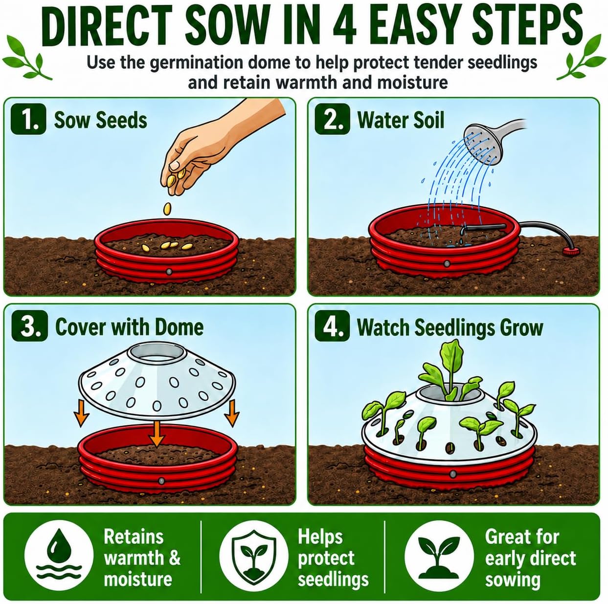 Kids Pumpkin Garden Kit – Grow Your Own Pumpkins from Seeds with Greenhouse Germination Domes & Grow Rings, Non-GMO