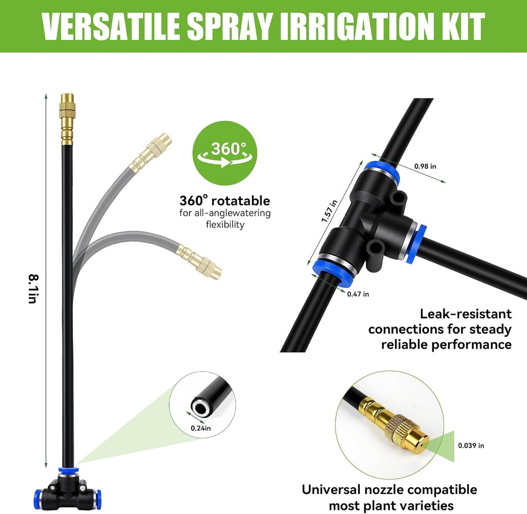 200FT 360° Adjustable Drip Irrigation Kit System for Garden Sprinklers for Yard Garden Watering System with 32 Nozzles