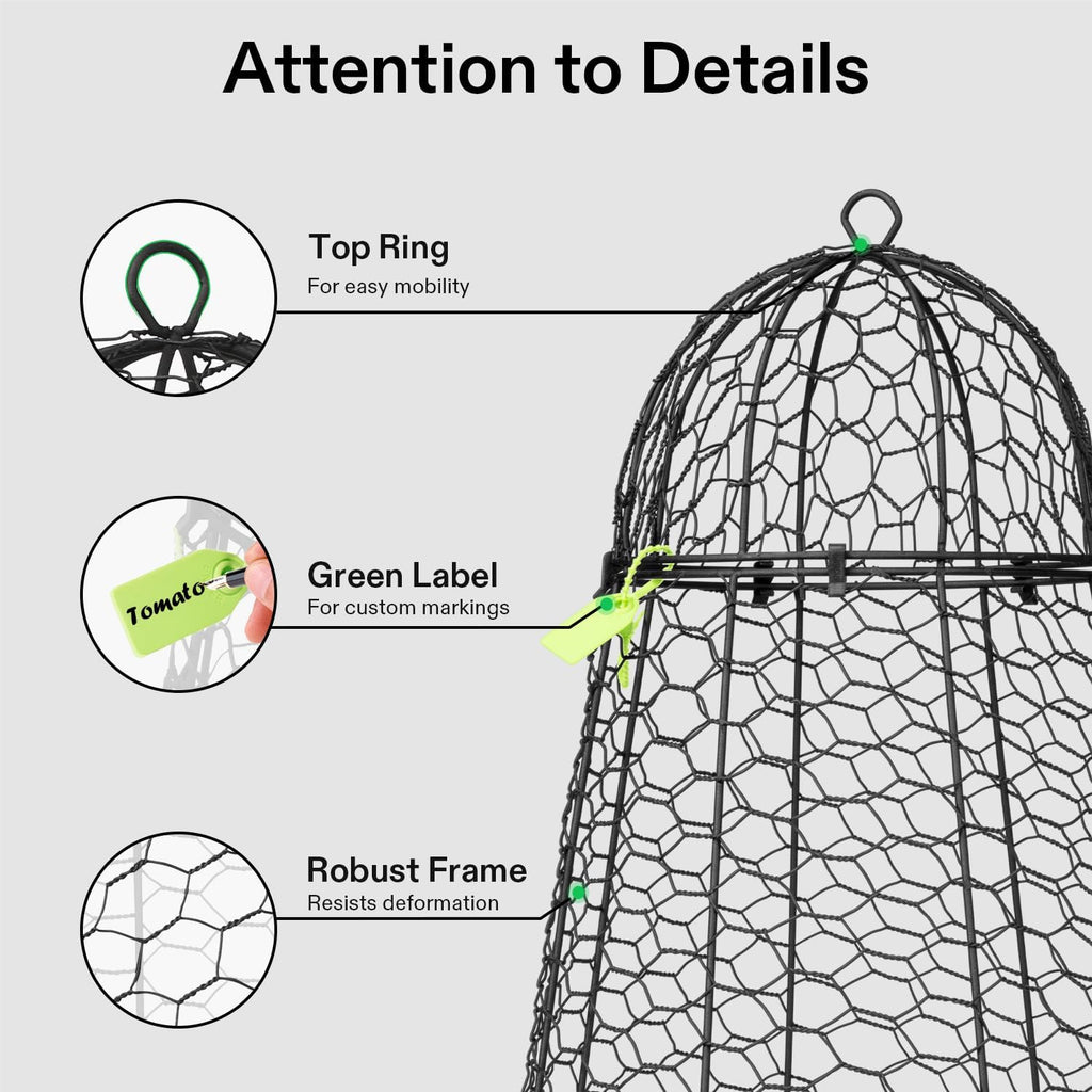 VIVOSUN Garden Cloches for Plants, Rustproof Chicken Wire Cloches with Flip-Top Design & Integrated Folding Stakes