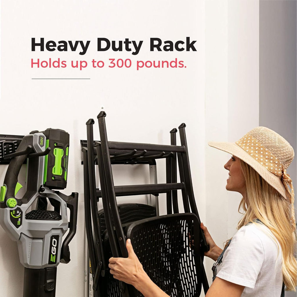 Garage Tool Organizer Wall Mount, 64", 4 Racks 8 Hooks, 400 lbs | 400 lbs, anti-rust carbon steel, garden tool