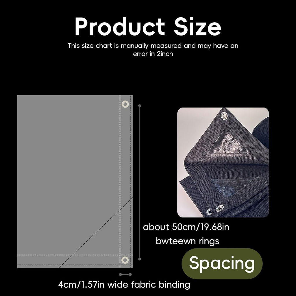 70% Black Shade Cloth 10x20 ftHeavy Duty Mesh Tarp with Grommets Weather-Resistant Sun Shade Netting for Dump Trucks