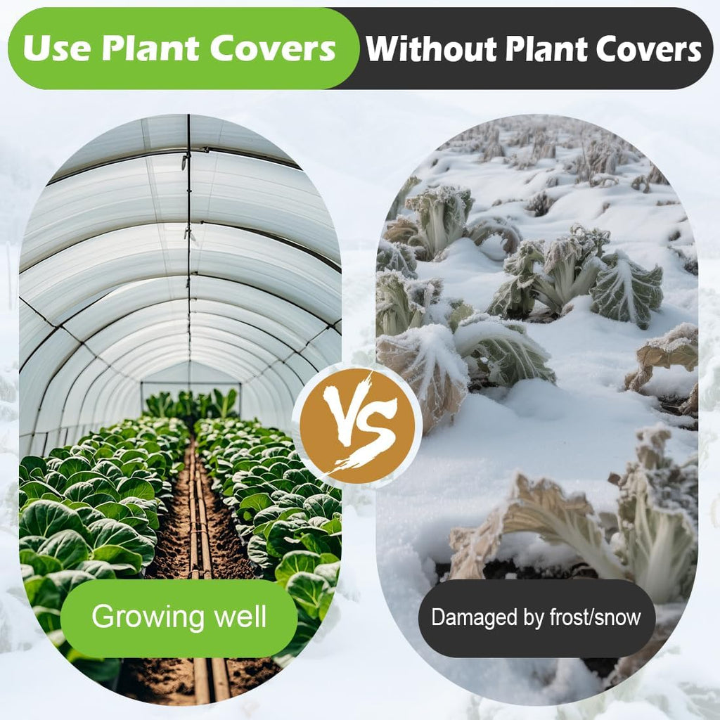 BTPLASTIK 10x50Ft Plant Covers Freeze Protection Frost Blankets - Winter Frost Cloths for Garden Raised Beds, Folded