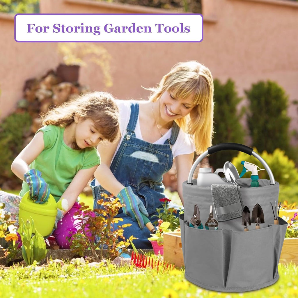 2Pack 17L Foldable Cleaning Supply Caddy with Handle, Portable Bucket Tool Organizer, Garden Tool Bag in 600D Oxford