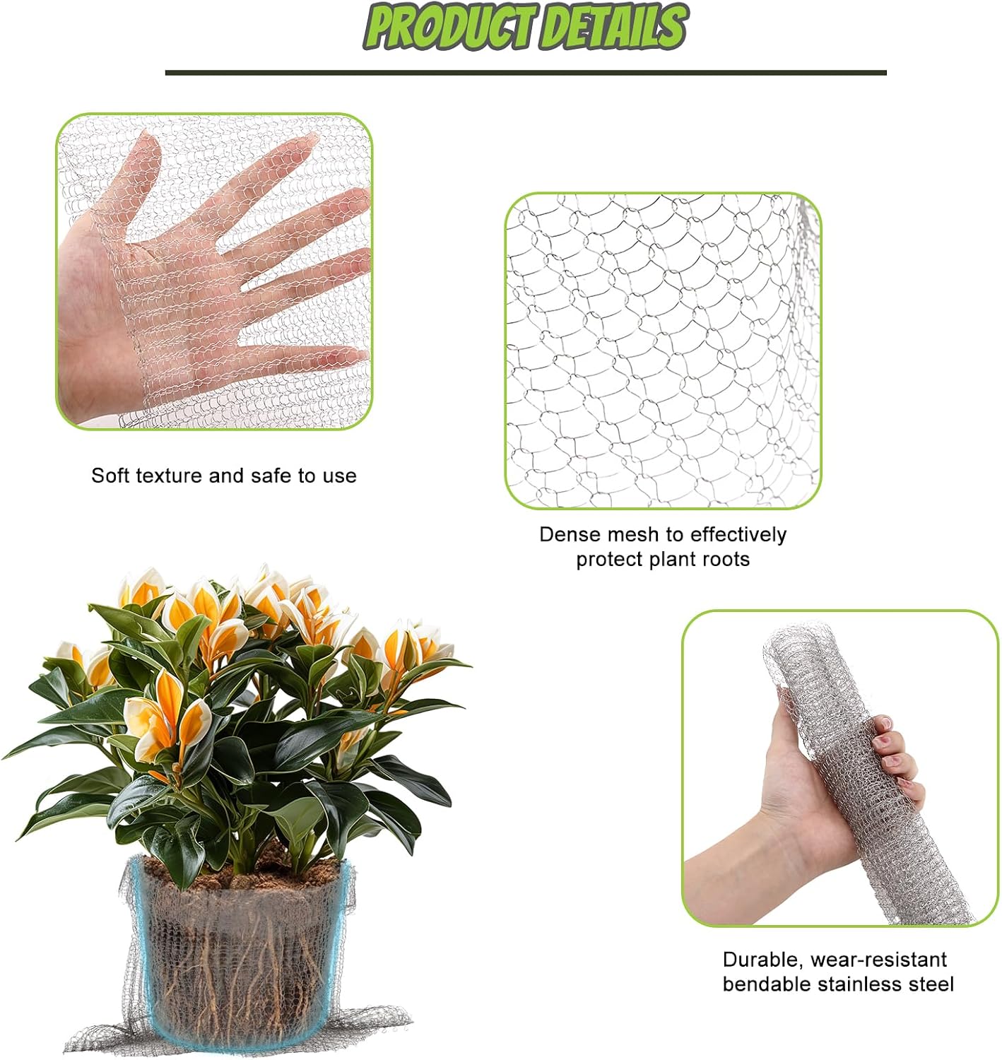 8 Pcs Gopher Baskets, 15 Gallon Root Guard Gopher Proof Stainless Wire Steel Baskets, Metal Fruit Protection Bags