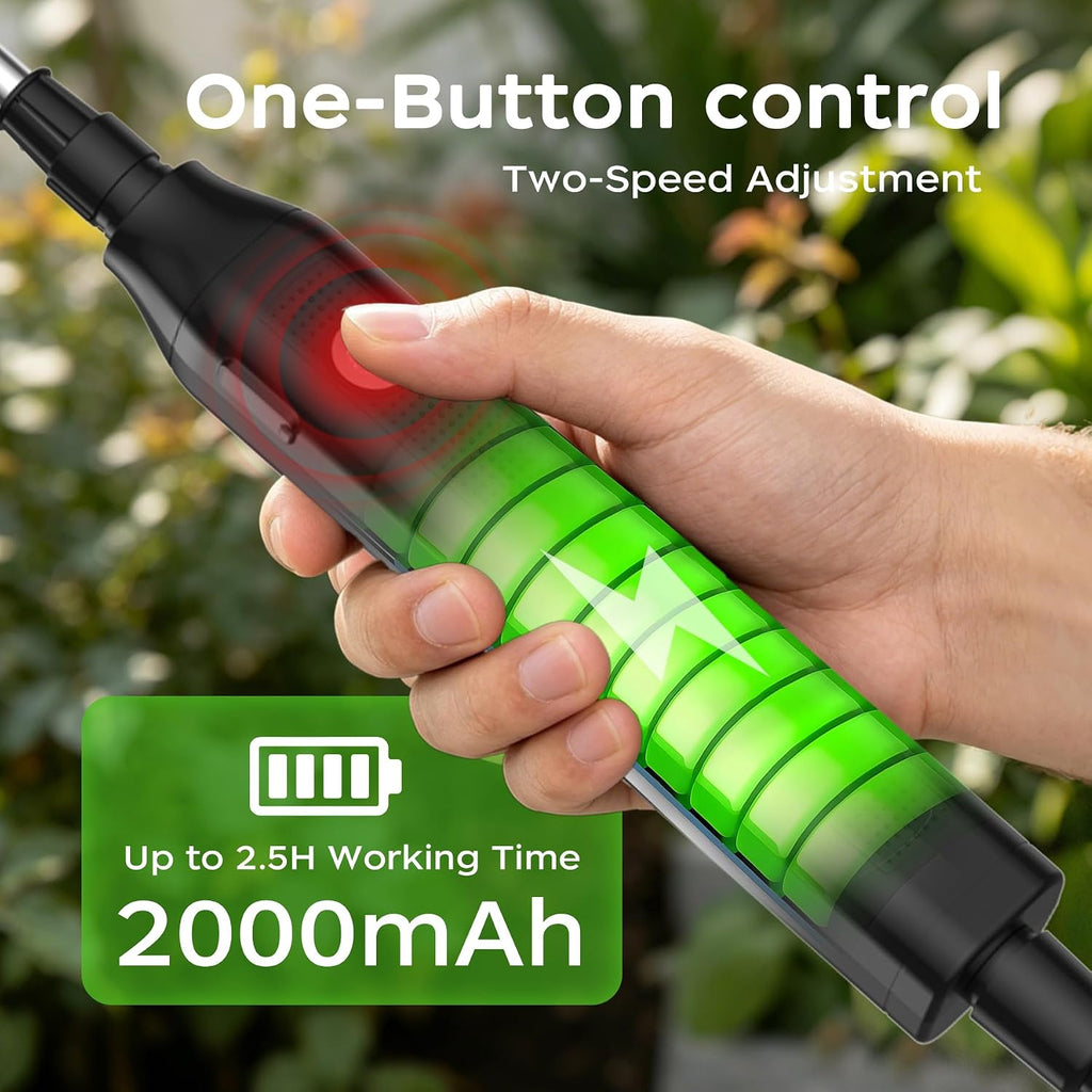 2-Gallon Battery-Powered Sprayer,6 Nozzles,2 Spray Modes, Telescopic Pole | Electric Sprayer for Lawn and Garden