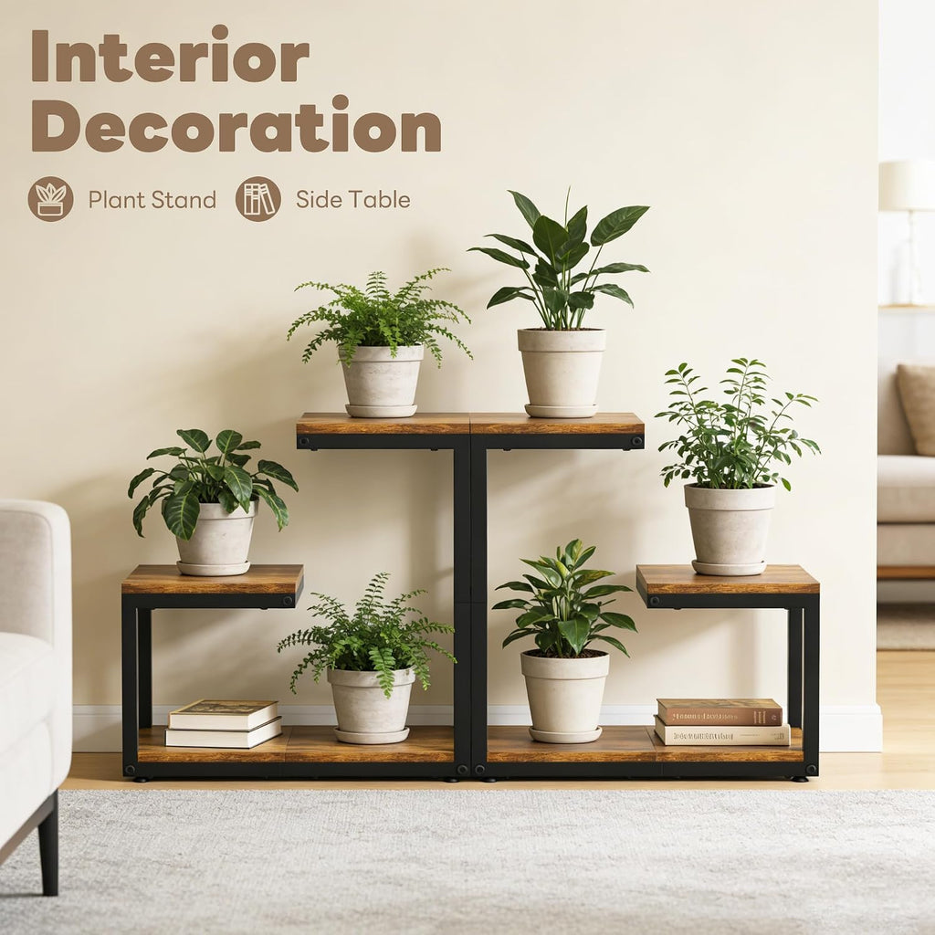 3 Tier Plant Stand Indoor, Thickened Metal Wood Corner Plant Shelf Stands for Multiple Plants, Indoor Tall Plants Stand