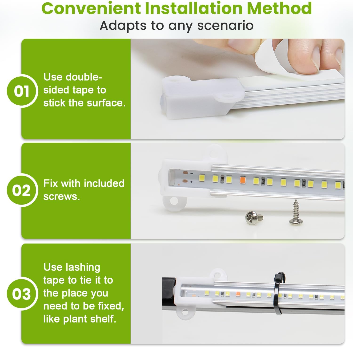 Kullsinss 8in Grow Lights Strips for Indoor Plants, 112 LEDs Plant Light | 4-Strip Full Spectrum with Red, Warm & Cool