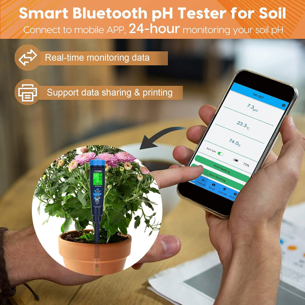 Digital pH Meter for Soil, YINMIK Soil pH Tester for Potted Plants | Professional pH Reader for Soil and Water,Soil pH