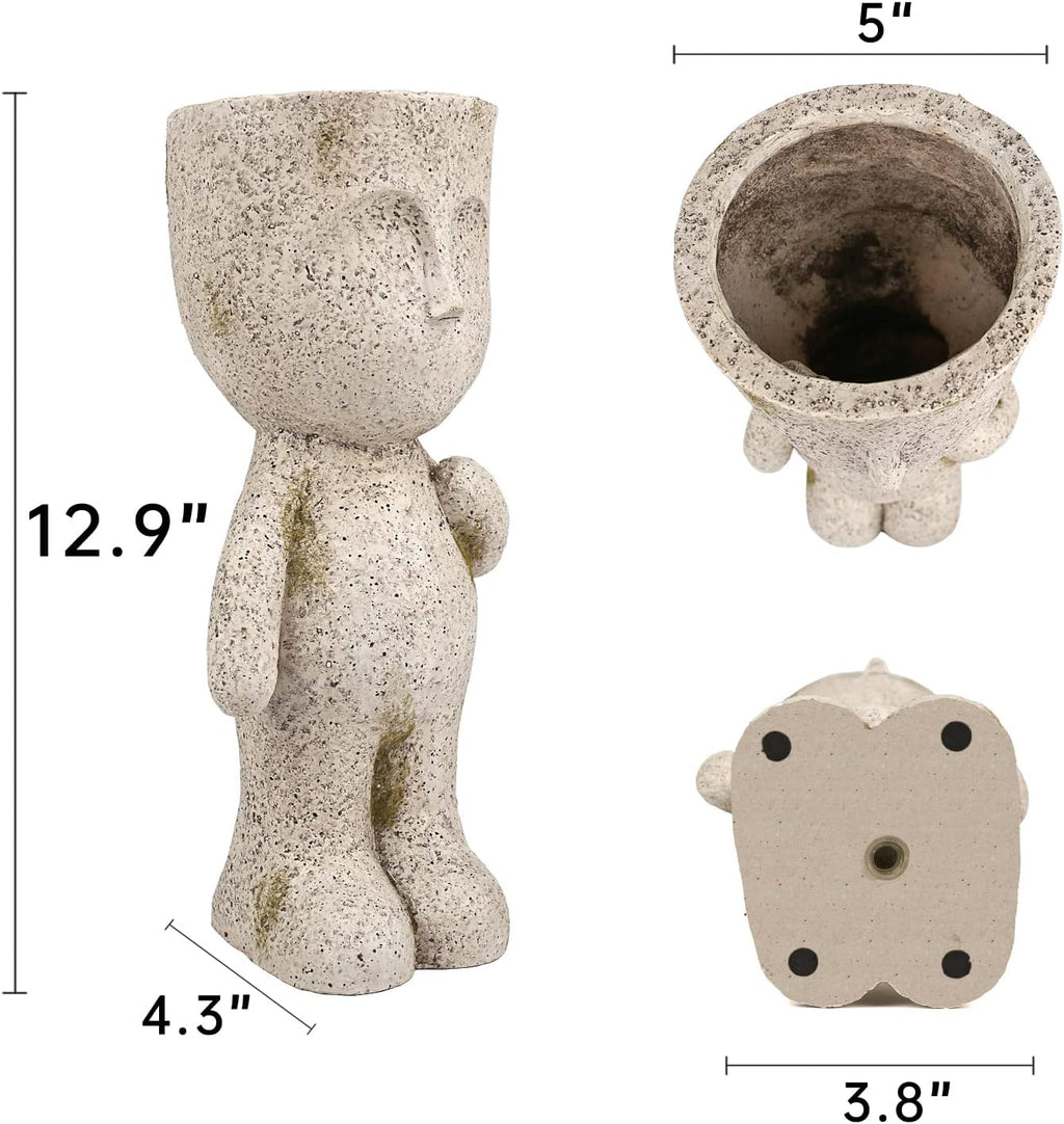 FIMOFIDRE CYNOR Head Planter Face Planters for Indoor Plants Resin Plant Pots with Drainage Hole Unique Succulents