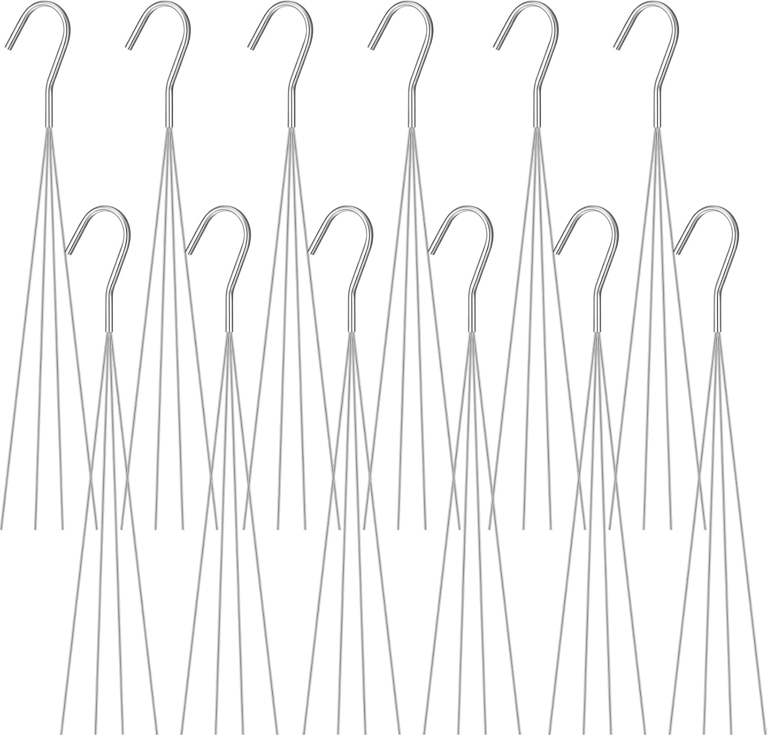 Mixweer 12 Pcs 24 Inch Wire Plant Hangers for Hanging Baskets 4 Strand Hanging Basket Wire Hangers Hook Flower Pot