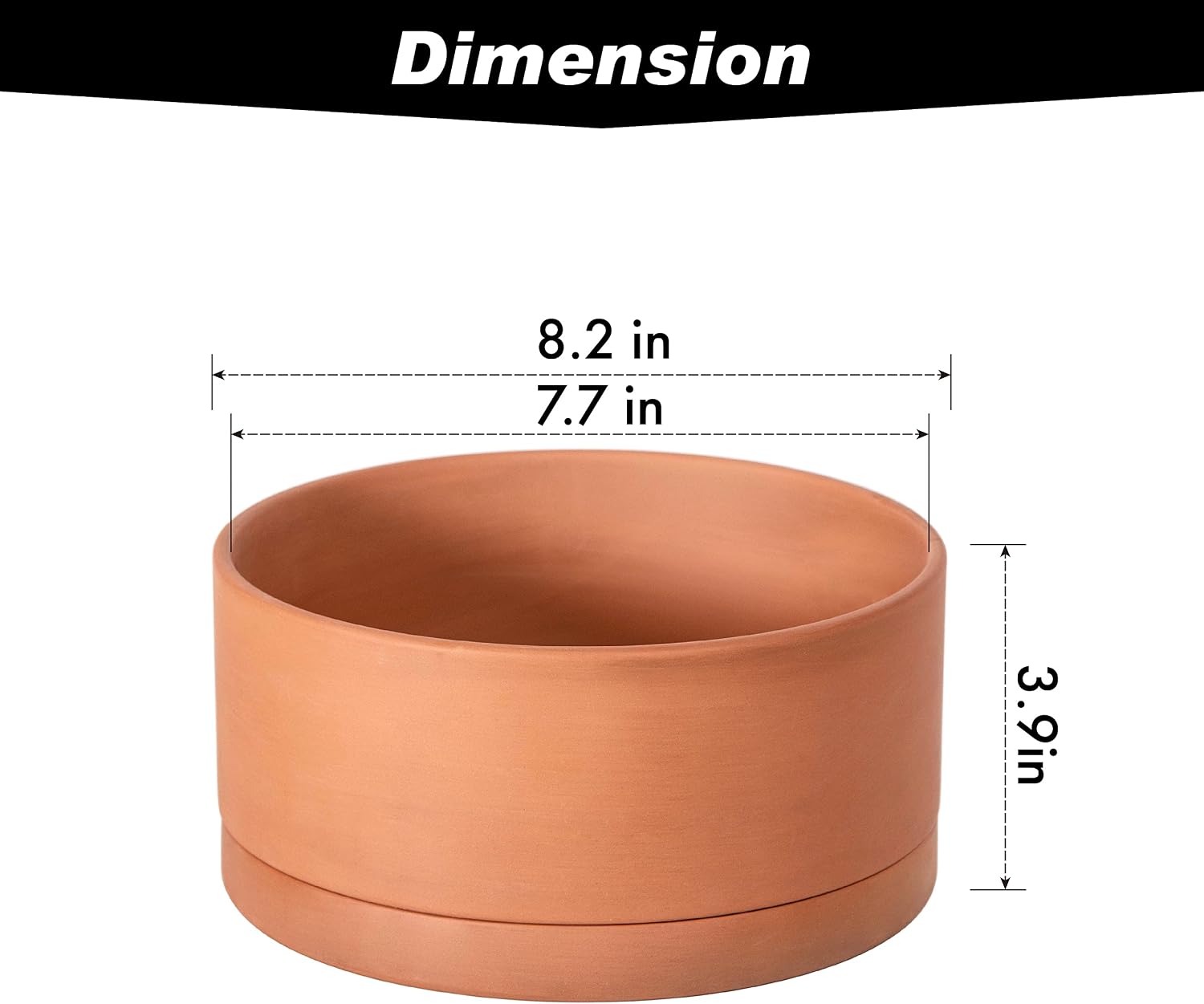 D'vine Dev Terracotta Shallow Planter Pot with Saucer, 8 in, 40-Y-A-0 | Wide Bowl Design, Unglazed Terracotta, Porous &