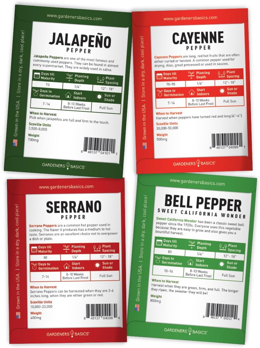 Hydroponic Indoor Pepper Growing Kit – Indoor Pepper Variety Pack Featuring Green Bell, Anaheim, Jalapeno, Cayenne
