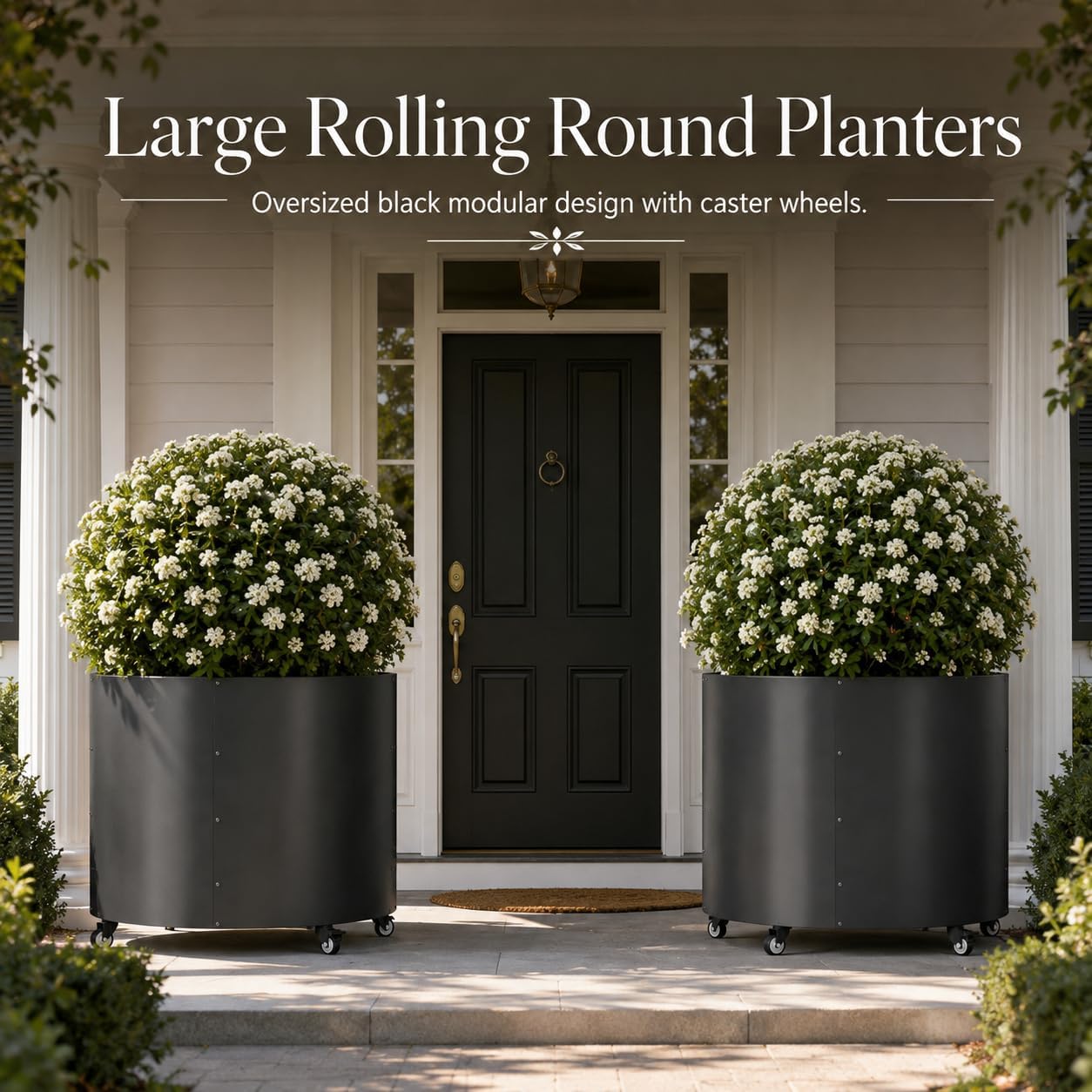 2 Pack Rolling Planter for Tree,Large Metal Tree Pots for Outdoor | 22"x 24" Round Planter Box with 4 Drainage Holes &