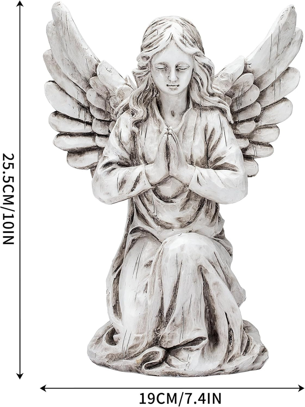 Praying Angel Garden Statue – Outdoor Kneeling Angel Figurine for Yard, Patio, Memorial Decor, Resin Sculpture