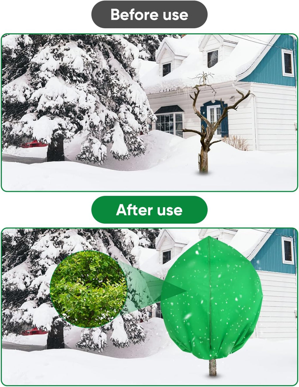 LCHUANG 2Pack Winter Plant Covers Freeze Protection - 71" x 63" Large Thickened Frost Blankets for Plants Fruit Tree