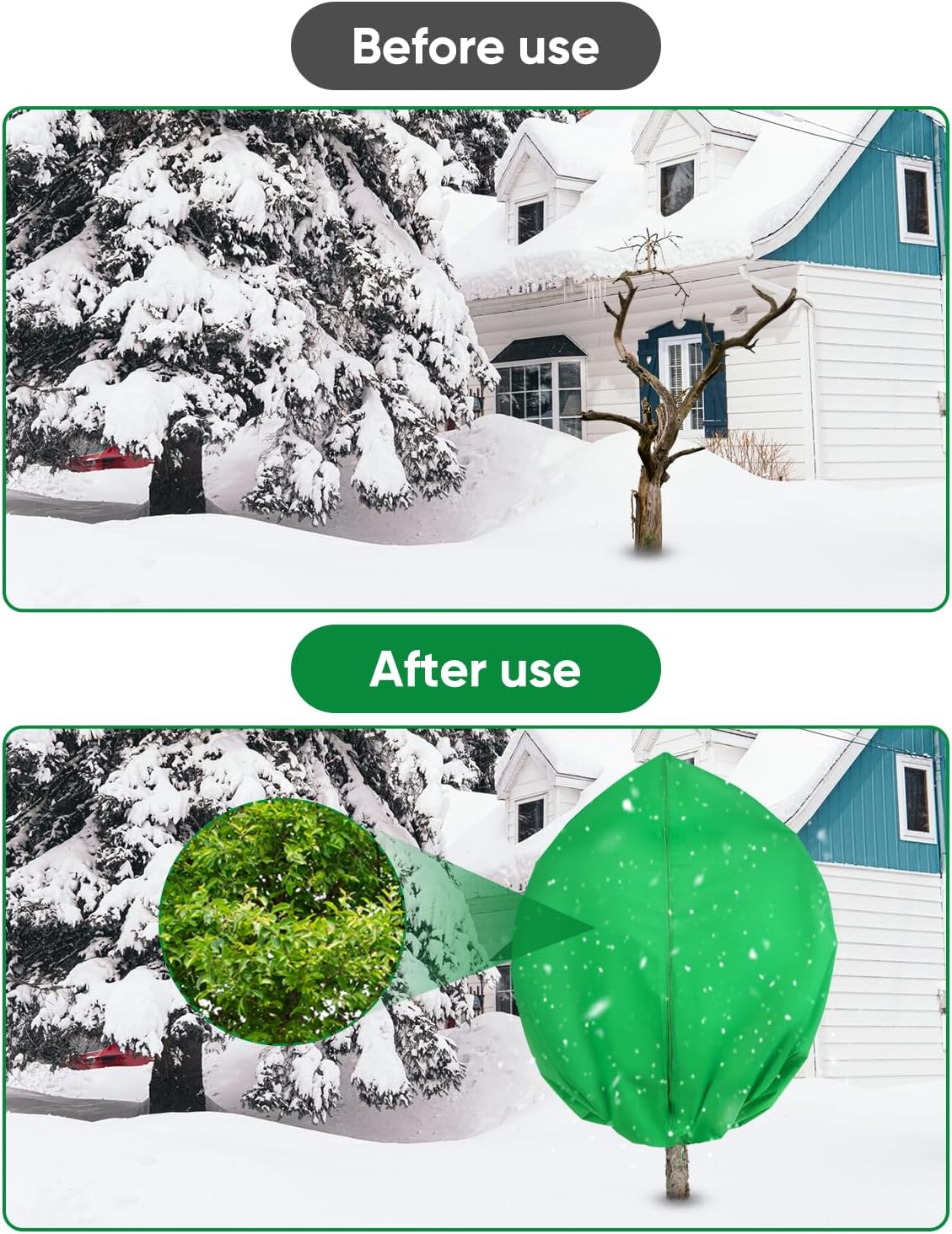 LCHUANG 2Pack Winter Plant Covers Freeze Protection - 71" x 63" Large Thickened Frost Blankets for Plants Fruit Tree