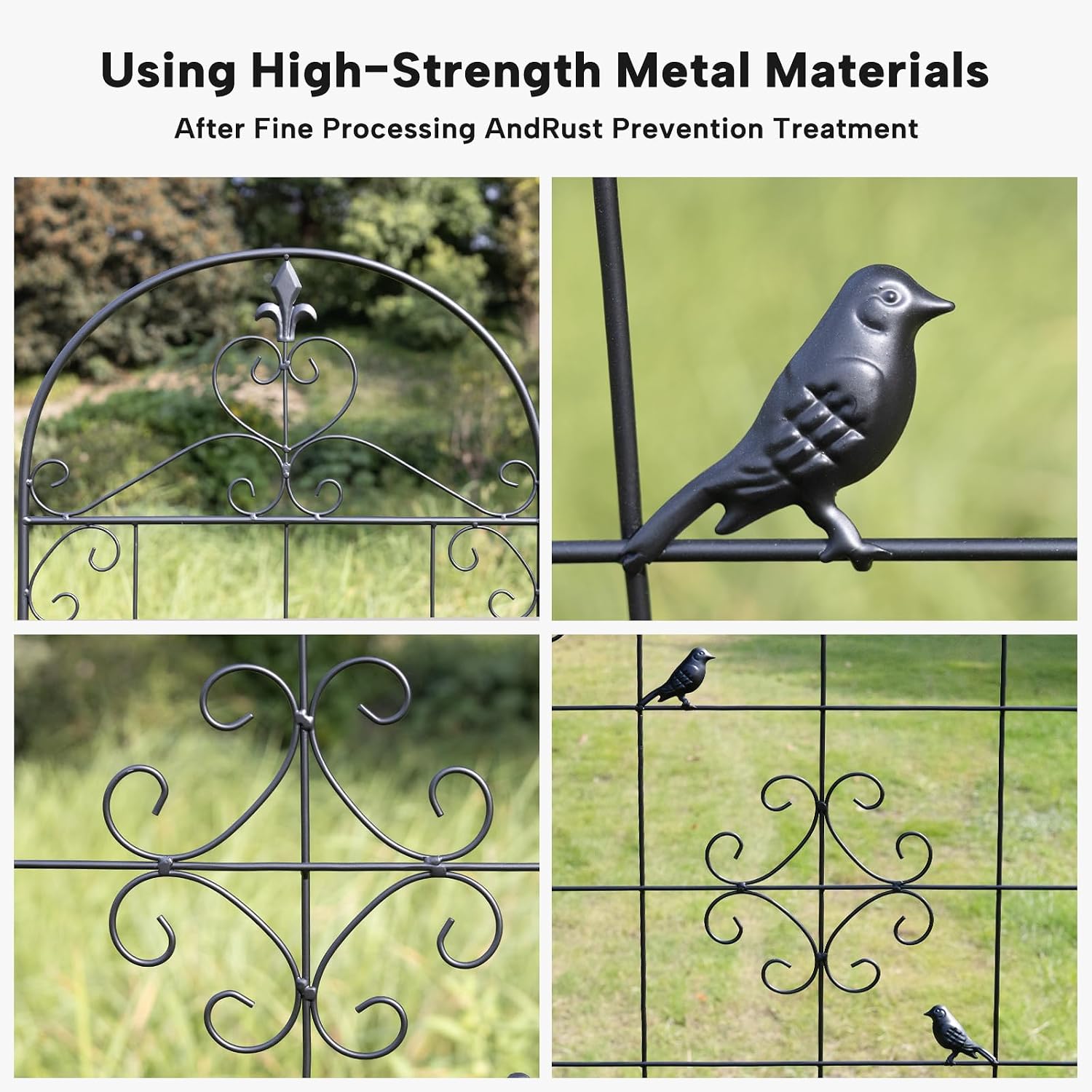 70.8" Black Metal Garden Trellis for Climbing Plants, 2 Pack | Rustproof steel lattice supports roses, clematis