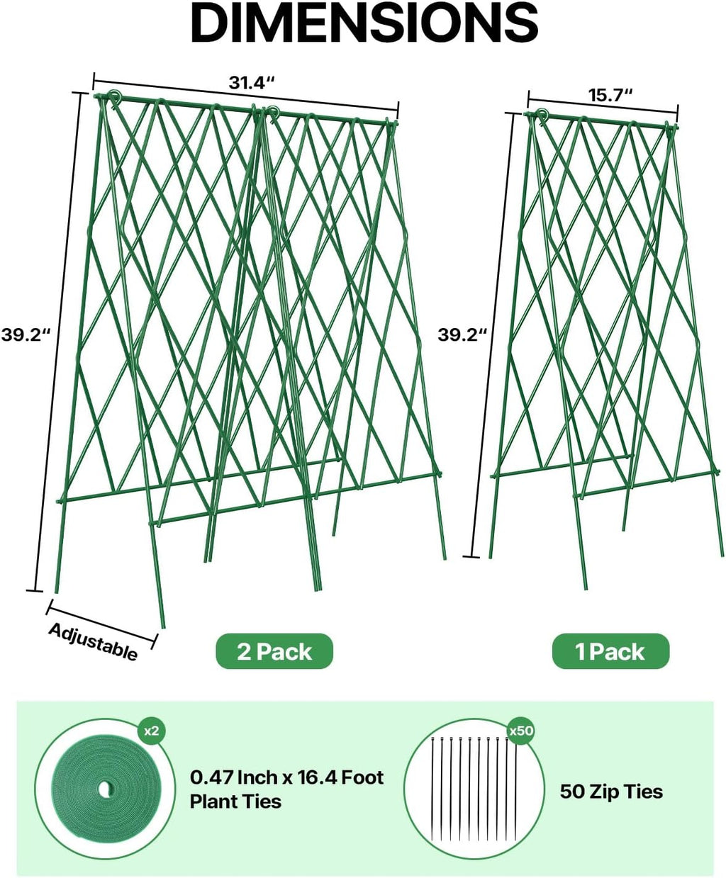 Suteck Cucumber Trellis 39.2" 2 Pack A-Frame, Foldable Metal | Garden Trellis for Cucumbers, Peas, Beans & Climbing
